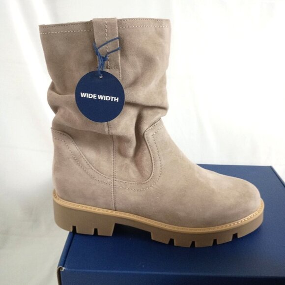 White Mountain Glean Mid Calf Boots Taupe Suede Leather 9.5W New in Box - Picture 9 of 10